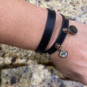 Elegant Black Leather Wrap Bracelet